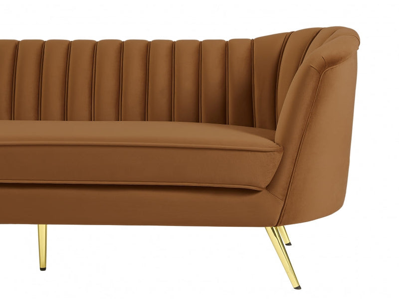 Margo 88" Velvet Upholstered Sofa in Saddle - 622Saddle-S