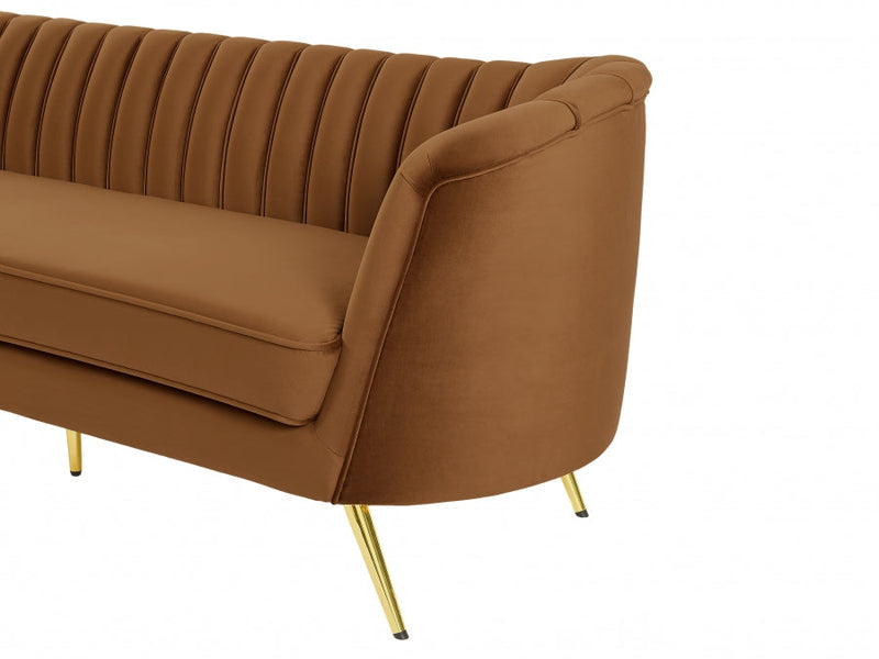 Margo 88" Velvet Upholstered Sofa in Saddle - 622Saddle-S