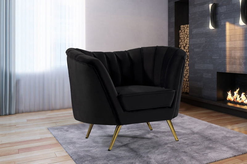 Margo Velvet Upholstered Chair in Black - 622Black-C