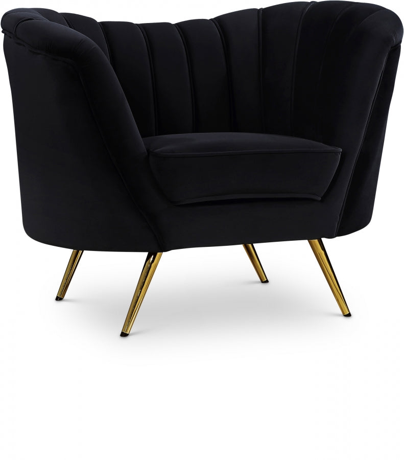 Margo Velvet Upholstered Chair in Black - 622Black-C