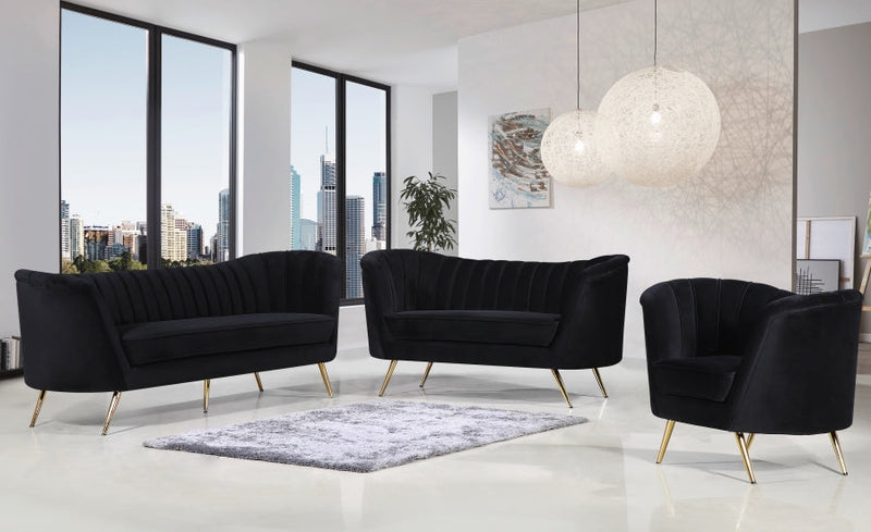 Margo Velvet Upholstered Chair in Black - 622Black-C