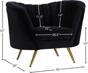 Margo Velvet Upholstered Chair in Black - 622Black-C