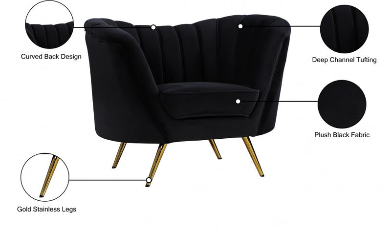 Margo Velvet Upholstered Chair in Black - 622Black-C