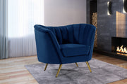 Margo Velvet Upholstered Chair in Blue - 622Navy-C