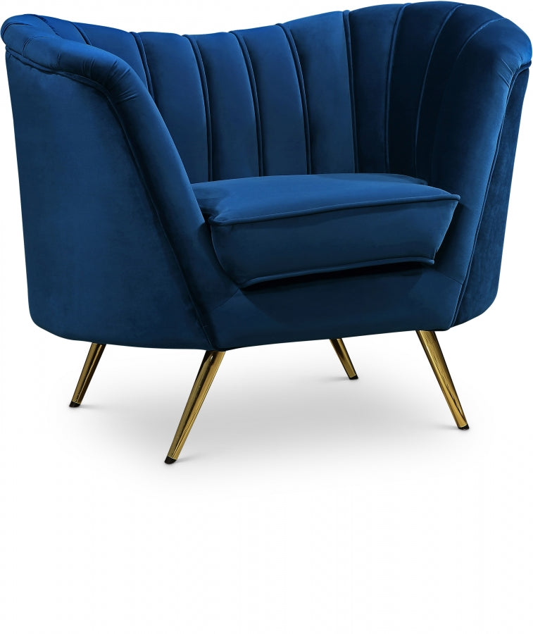 Margo Velvet Upholstered Chair in Blue - 622Navy-C