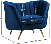 Margo Velvet Upholstered Chair in Blue - 622Navy-C