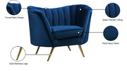 Margo Velvet Upholstered Chair in Blue - 622Navy-C