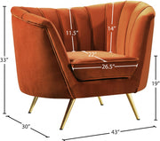Margo Velvet Upholstered Chair in Cognac - 622Cognac-C