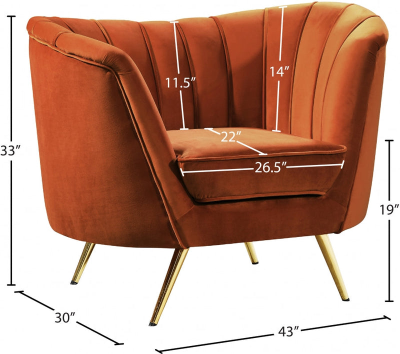 Margo Velvet Upholstered Chair in Cognac - 622Cognac-C