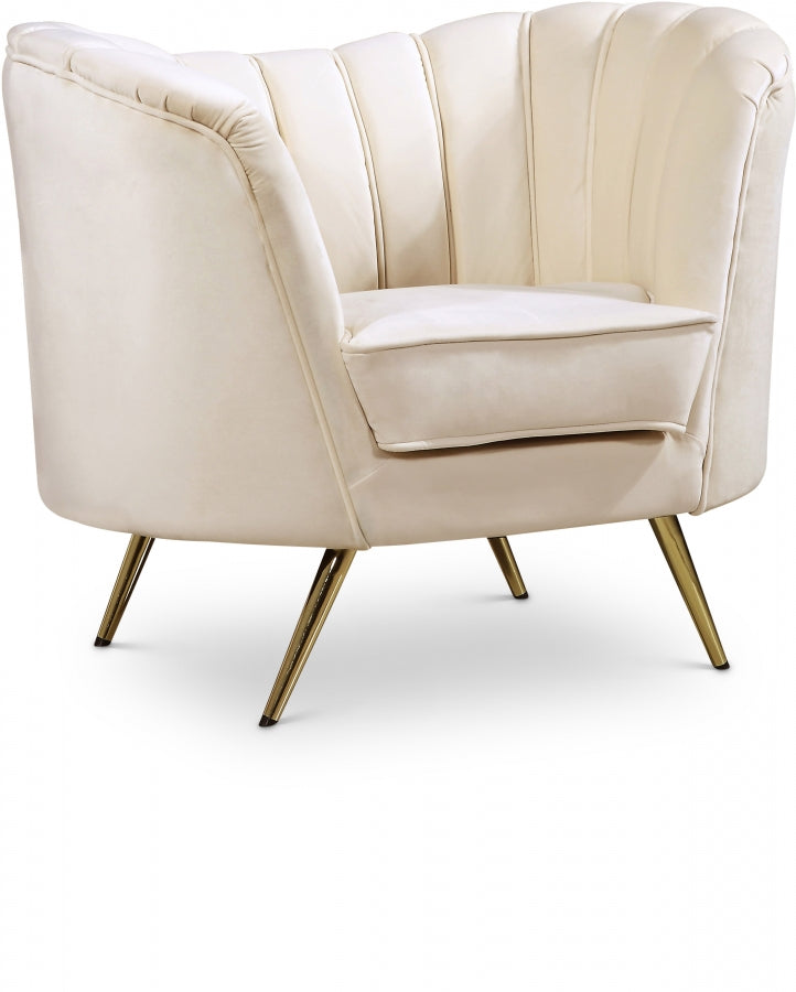 Margo Velvet Upholstered Chair in Cream - 622Cream-C