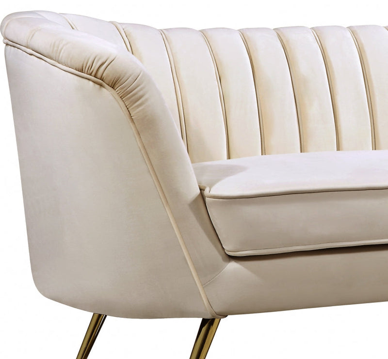 Margo Velvet Upholstered Chair in Cream - 622Cream-C