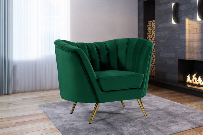 Margo Velvet Upholstered Chair in Green - 622Green-C
