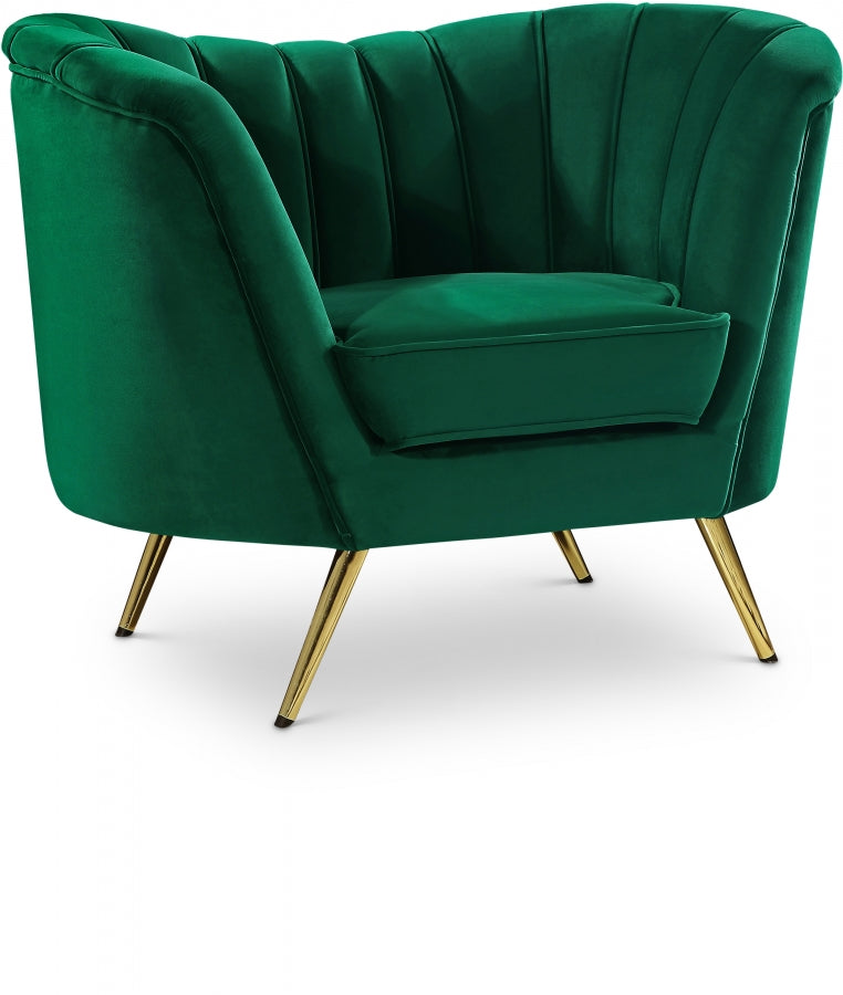 Margo Velvet Upholstered Chair in Green - 622Green-C