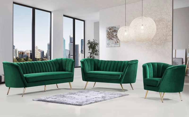 Margo Velvet Upholstered Chair in Green - 622Green-C