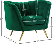 Margo Velvet Upholstered Chair in Green - 622Green-C