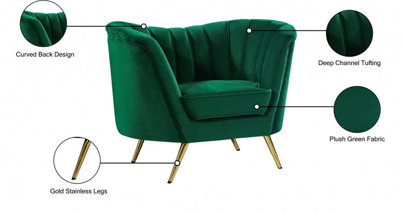 Margo Velvet Upholstered Chair in Green - 622Green-C