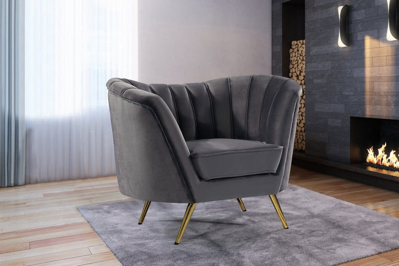 Margo Velvet Upholstered Chair in Grey - 622Grey-C