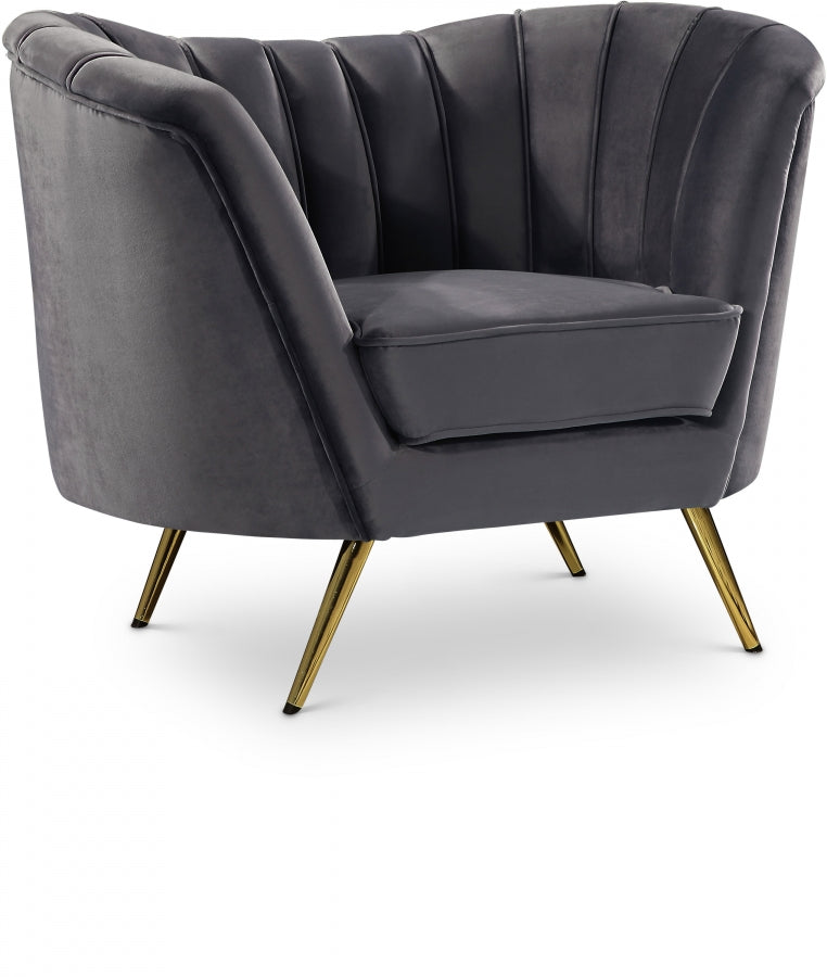 Margo Velvet Upholstered Chair in Grey - 622Grey-C