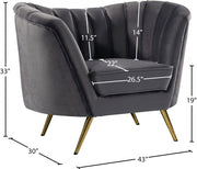Margo Velvet Upholstered Chair in Grey - 622Grey-C