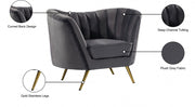 Margo Velvet Upholstered Chair in Grey - 622Grey-C