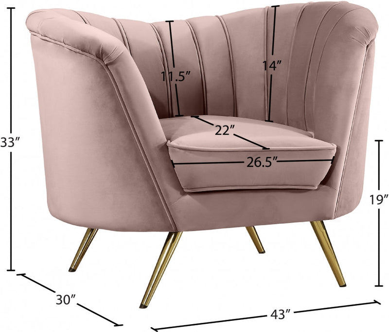 Margo Velvet Upholstered Chair in Pink - 622Pink-C