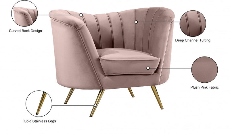Margo Velvet Upholstered Chair in Pink - 622Pink-C