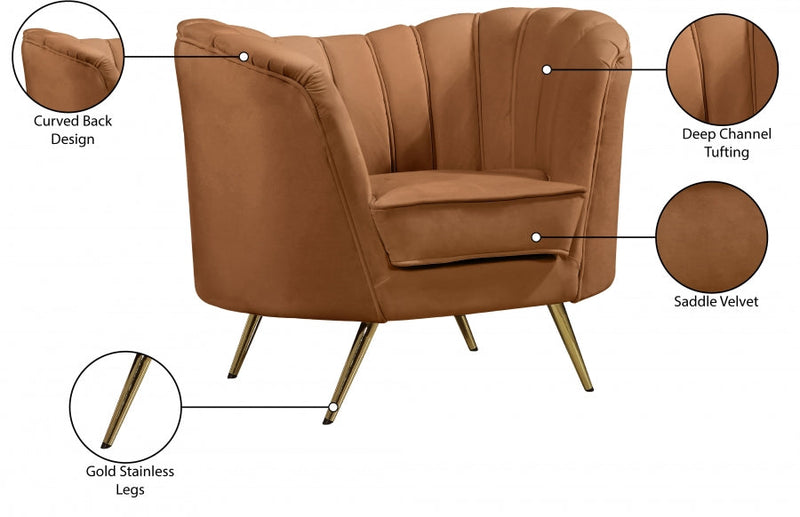 Margo Velvet Upholstered Chair in Saddle - 622Saddle-C