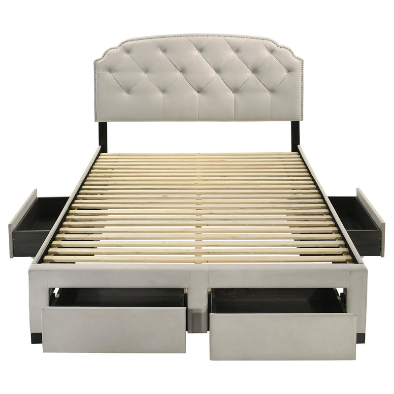 Marianna 4-drawer Upholstered Queen Storage Bed Cream - 316011Q