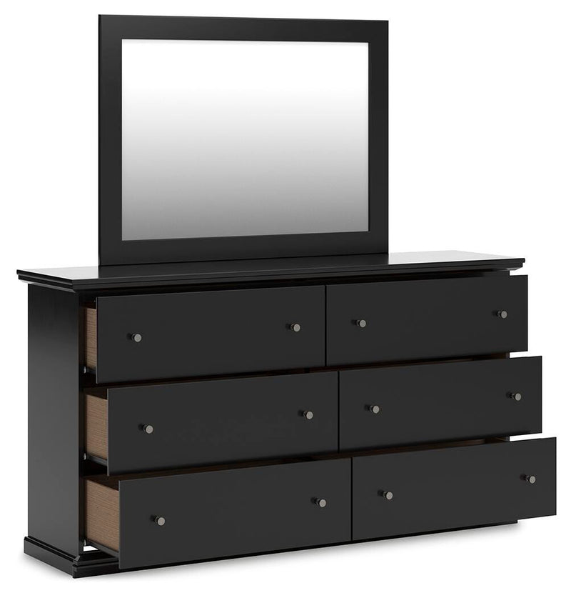 Maribel Black Full Panel Bed, Dresser and Mirror - B138B79