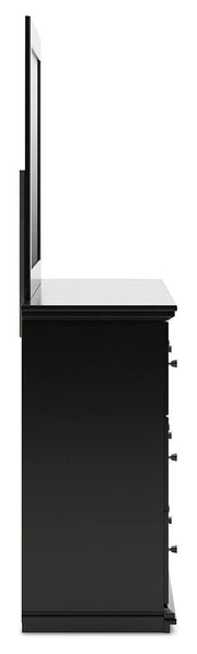 Maribel Black Full Panel Bed, Dresser and Mirror - B138B79