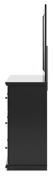 Maribel Black Full Panel Bed, Dresser and Mirror - B138B79