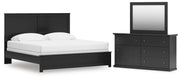 Maribel Black King Panel Bed with Dresser and Mirror - B138B62