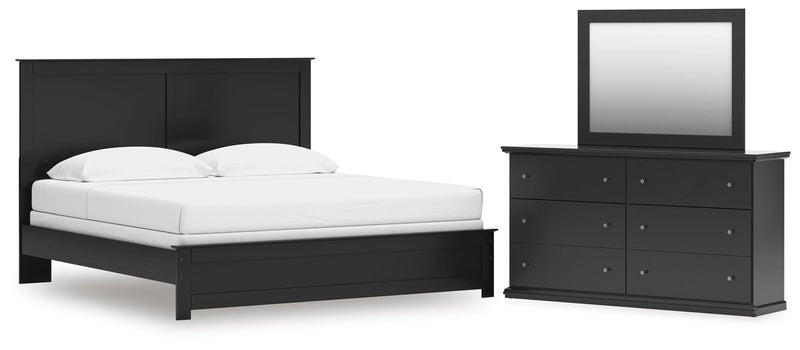 Maribel Black King Panel Bed with Dresser and Mirror - B138B62