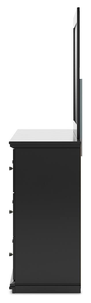 Maribel Black King Panel Bed with Dresser and Mirror - B138B62
