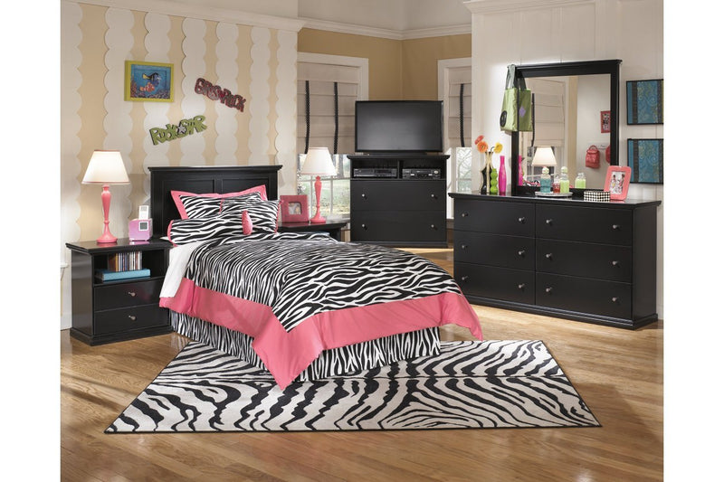 Maribel Black One Drawer Nightstand - Gate FurnitureNightstand