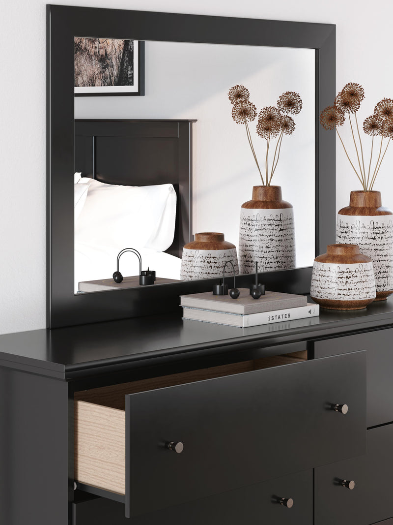 Maribel Black Twin Panel Bed, Dresser, Mirror and Nightstand - B138B61