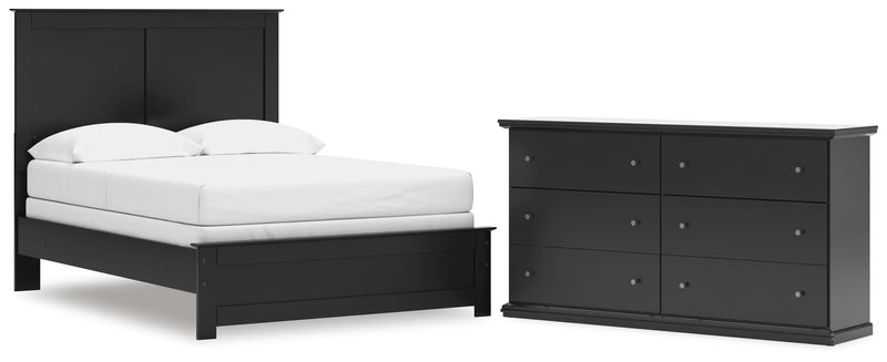 Maribel Full Panel Bed and Dresser in Black - PKG021537