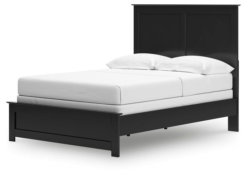 Maribel Full Panel Bed, Dresser and Mirror in Black - PKG021531