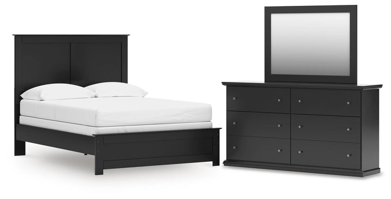 Maribel Full Panel Bed, Dresser and Mirror in Black - PKG021531