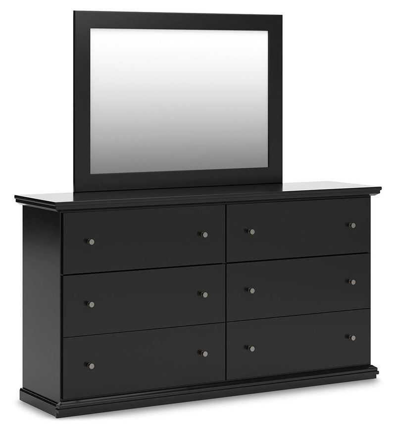 Maribel Full Panel Bed, Dresser and Mirror in Black - PKG021531