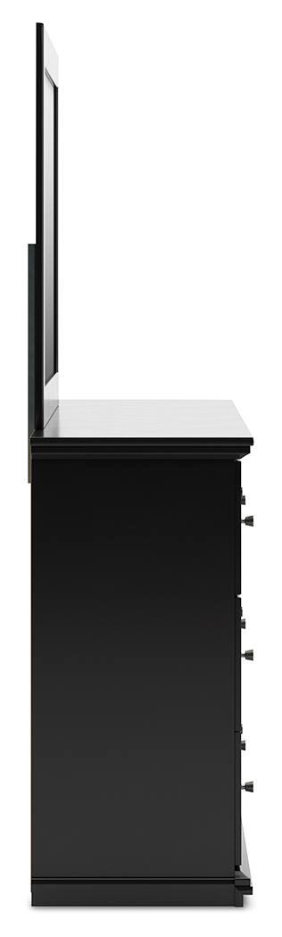 Maribel Full Panel Bed, Dresser and Mirror in Black - PKG021531