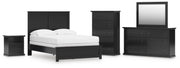 Maribel Full Panel Bed, Dresser, Mirror, Chest and Nightstand in Black - PKG021536