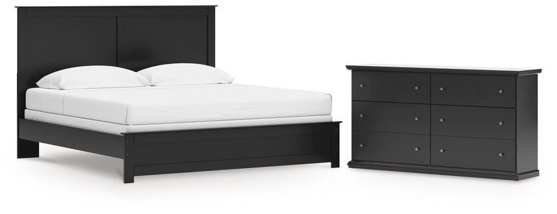 Maribel King Panel Bed and Dresser in Black - PKG021553