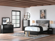 Maribel King Panel Bed, Dresser and Mirror in Black - PKG021547