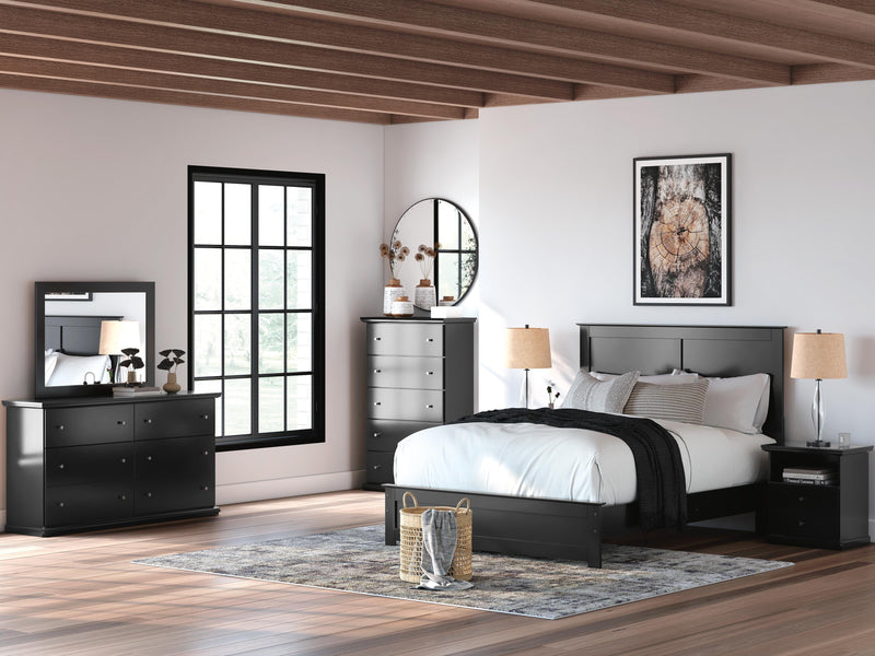 Maribel King Panel Bed, Dresser and Mirror in Black - PKG021547