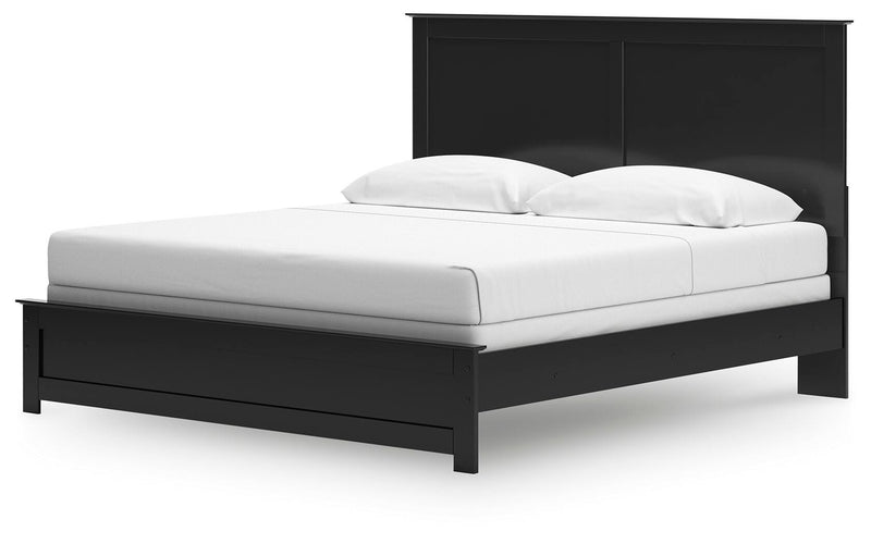 Maribel King Panel Bed, Dresser, Mirror and 2 Nightstands in Black - PKG021548