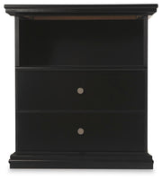 Maribel King Panel Bed, Dresser, Mirror and 2 Nightstands in Black - PKG021548