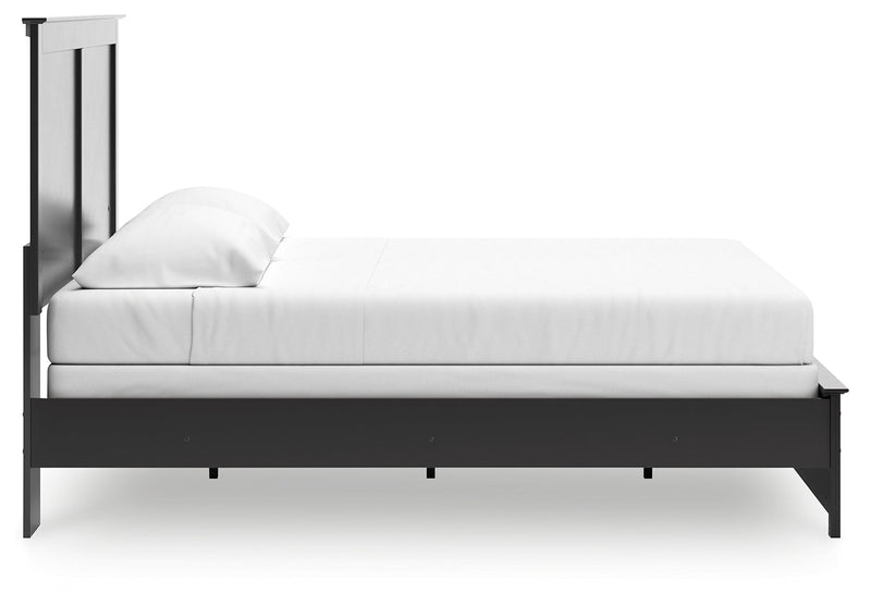 Maribel King Panel Bed with Mirrored Dresser and Nightstand in Black from Ashley - Luna Furniture