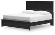 Maribel King Panel Bed with Mirrored Dresser and Nightstand in Black from Ashley - Luna Furniture