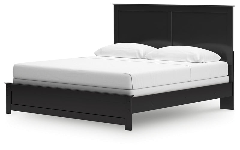 Maribel King Panel Bed with Mirrored Dresser and Nightstand in Black from Ashley - Luna Furniture